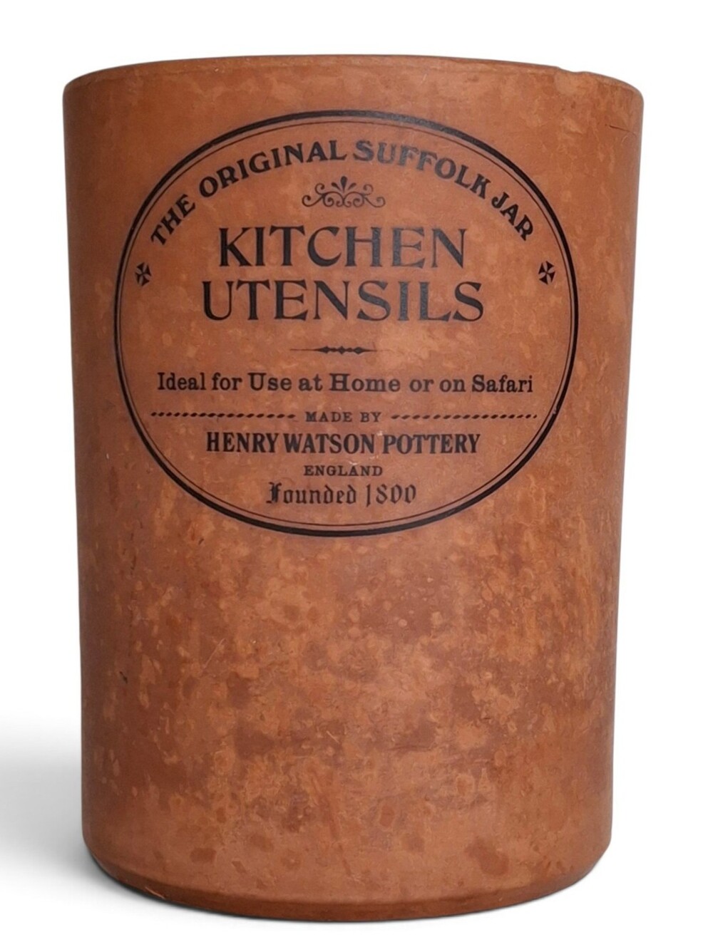 Henry Watson Pottery Vintage Fall Kitchen Utensil Holder Chippy Terracotta Crock